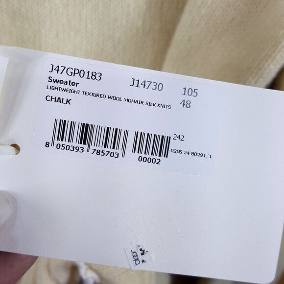 JIL SANDER Sweater Mens Size 48 Ivory Pullover Crew Side Slit Wool Mohair $1350 - Picture 7 of 10